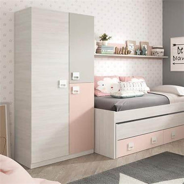 Carlos Grey and Pink 3-Door Wardrobe: Slim, Contemporary Storage Solution - UK Luxury Furniture